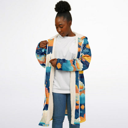 Zipper Cloak – Vibrant Kaleidoscope Mosaic Microfleece Wrap, Colorful Boho Festival Poncho