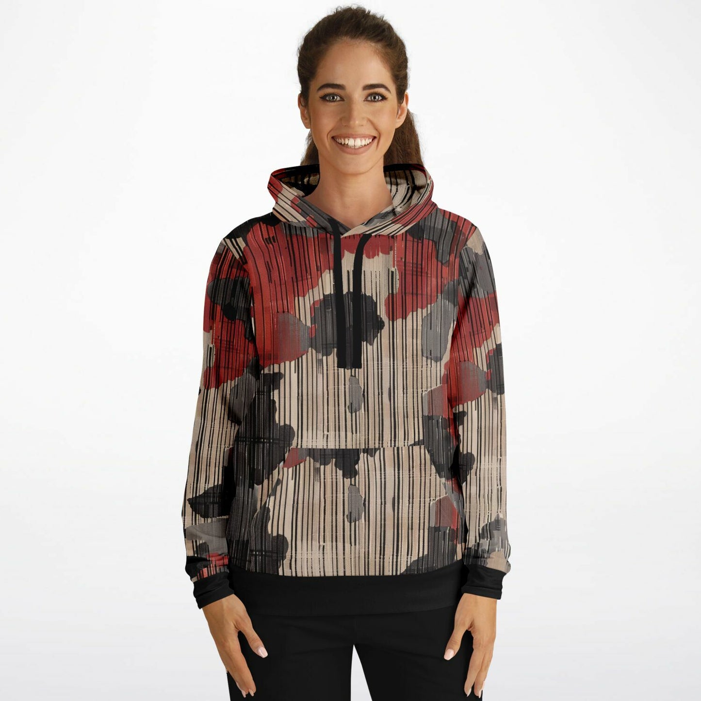 Red & Black Fashion Hoodie -  Men & Women Bohemian Style  Abstract Art Abstract Expressionism