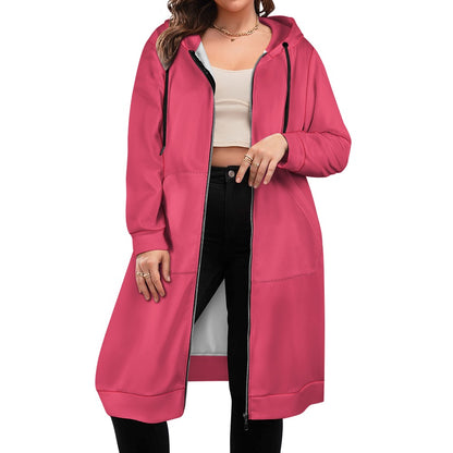 Edgy Sweatshirt Dress, Long Hoodie in Watermelon, Cozy Sweater, Comfy Sweatshirt, Knee- Length Sweater, Stylish Sweatshirt with Hood