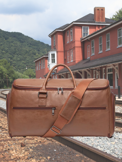 2-in-1 Convertible Garment Duffel Bag with Shoe Pouch – Carry-On Hanging Suit Bag for Business Travel (Brown)