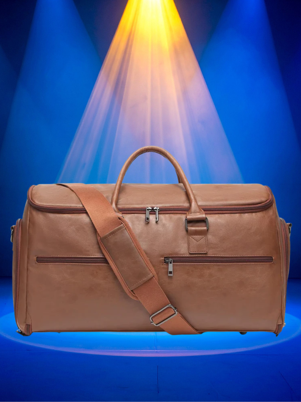 2-in-1 Convertible Garment Duffel Bag with Shoe Pouch – Carry-On Hanging Suit Bag for Business Travel (Brown)