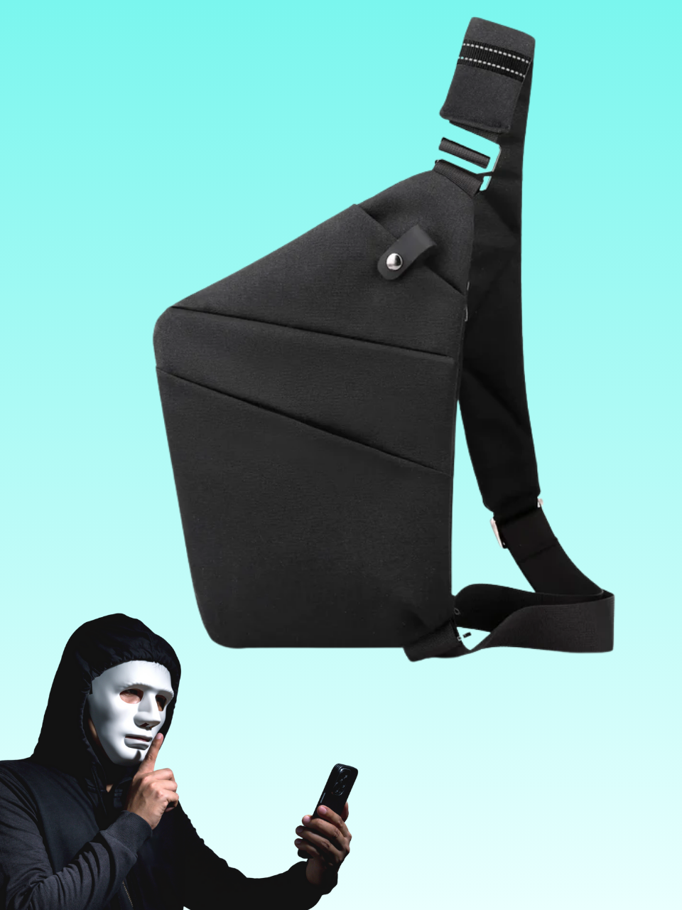 Anti-Theft One-Shoulder Sling Bag – Lightweight Crossbody Travel Chest Bag (Black)