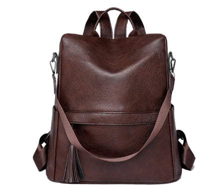 Women's Soft Leather Large Anti-theft Backpack