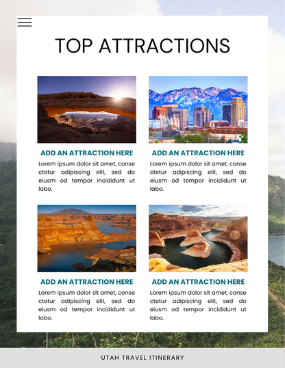 Utah National Parks Itinerary Template | Editable Road Trip Planner | BONUS Hidden Utah Guide | Zion Bryce Arches