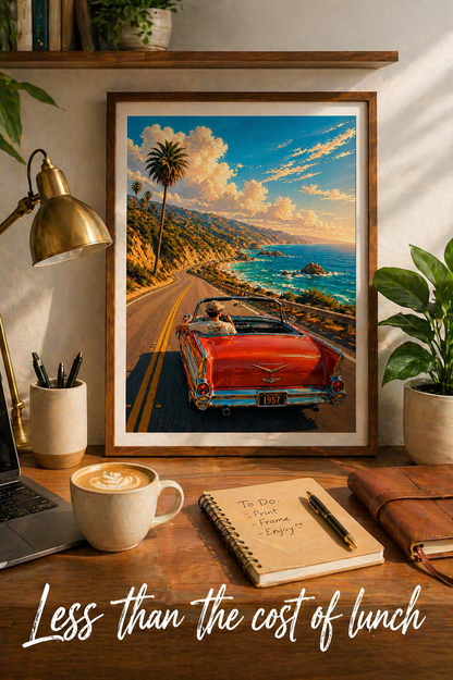 Pacific Coast Highway Wall Art | Coastal Printable Car Print (Instant Download)