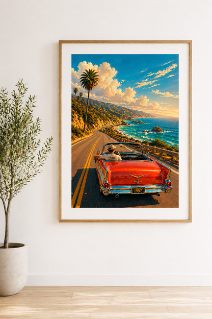 Pacific Coast Highway Wall Art | Coastal Printable Car Print (Instant Download)