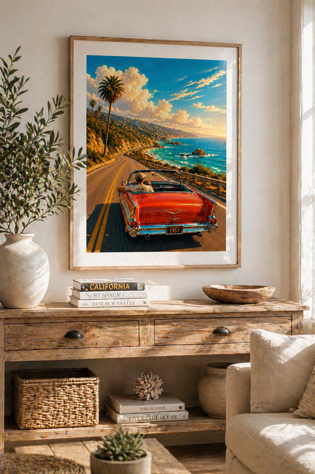 Pacific Coast Highway Wall Art | Coastal Printable Car Print (Instant Download)