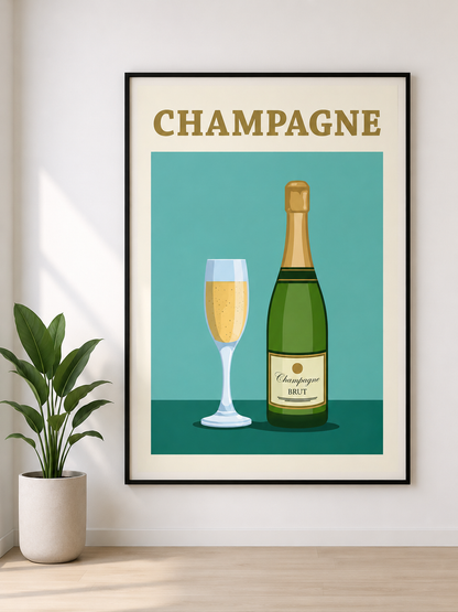 Champagne Vintage Travel Print | Champagne France Poster