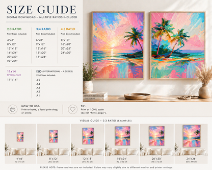 Calm Coastal Wall Art Printable • Beach Nursery Decor • Pastel Ocean Sunset Print • Tropical Art