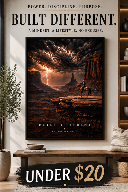 Built Different Wall Art, Cowboy Storm Poster, Motivational Western Decor Printable