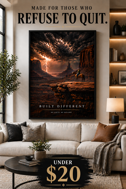 Built Different Wall Art, Cowboy Storm Poster, Motivational Western Decor Printable