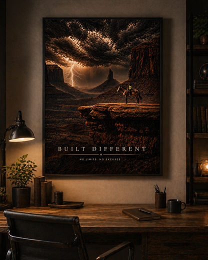Built Different Wall Art, Cowboy Storm Poster, Motivational Western Decor Printable