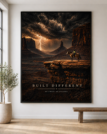 Built Different Wall Art, Cowboy Storm Poster, Motivational Western Decor Printable