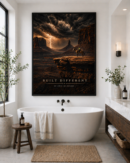 Built Different Wall Art, Cowboy Storm Poster, Motivational Western Decor Printable