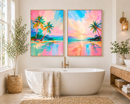 Calm Coastal Wall Art Printable • Beach Nursery Decor • Pastel Ocean Sunset Print • Tropical Art