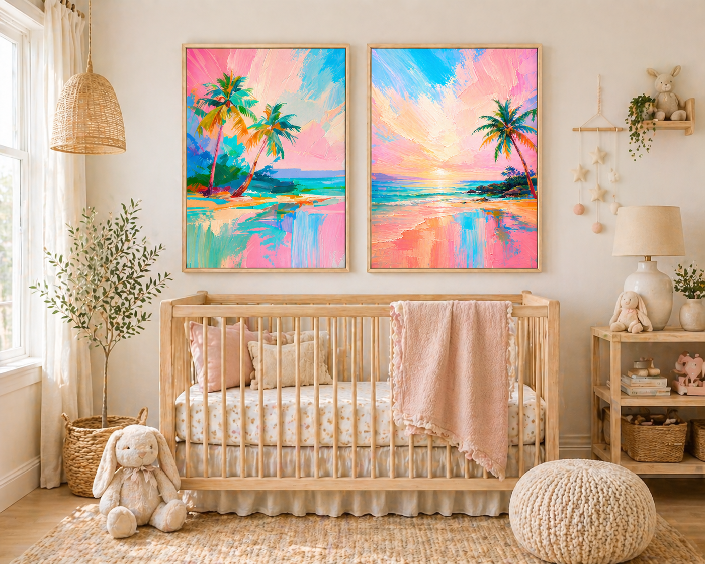 Calm Coastal Wall Art Printable • Beach Nursery Decor • Pastel Ocean Sunset Print • Tropical Art