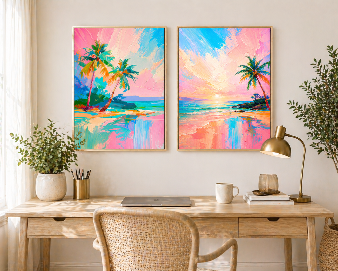 Calm Coastal Wall Art Printable • Beach Nursery Decor • Pastel Ocean Sunset Print • Tropical Art