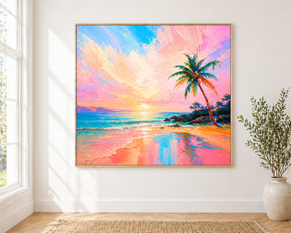 Calm Coastal Wall Art Printable • Beach Nursery Decor • Pastel Ocean Sunset Print • Tropical Art