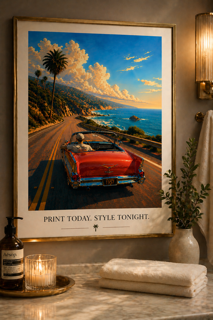 Pacific Coast Highway Wall Art | Coastal Printable Car Print (Instant Download)