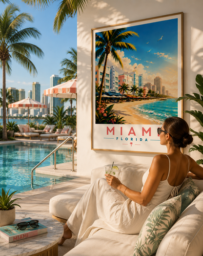 Iconic Miami Wall Decor | Vintage Florida Travel Art Download