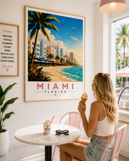 Iconic Miami Wall Decor | Vintage Florida Travel Art Download