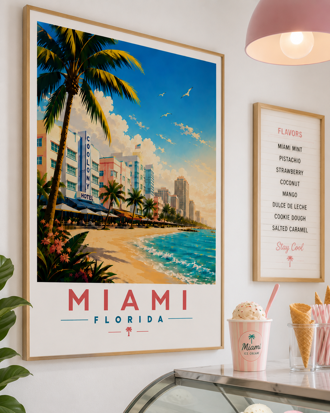 Iconic Miami Wall Decor | Vintage Florida Travel Art Download