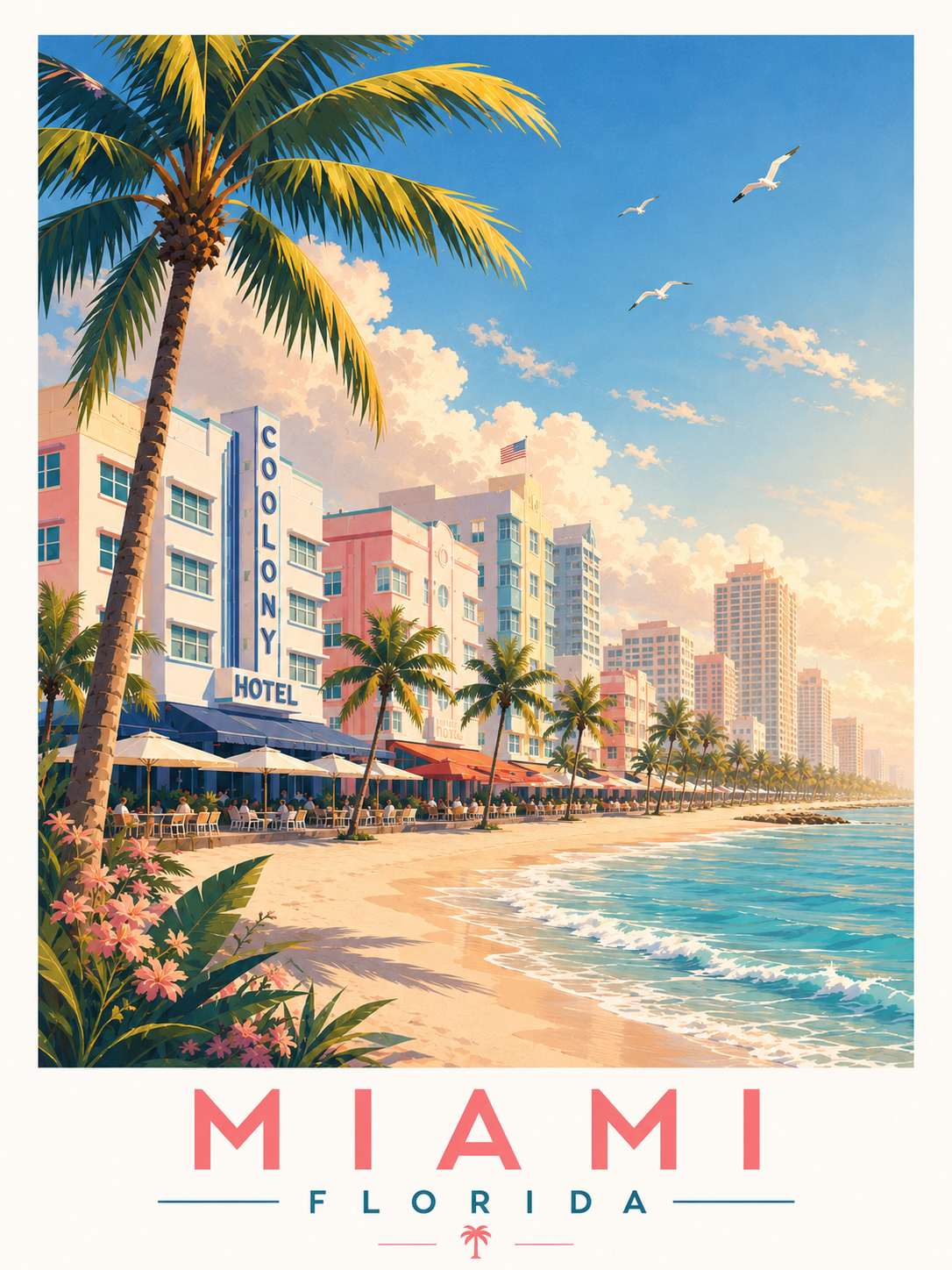 Iconic Miami Wall Decor | Vintage Florida Travel Art Download