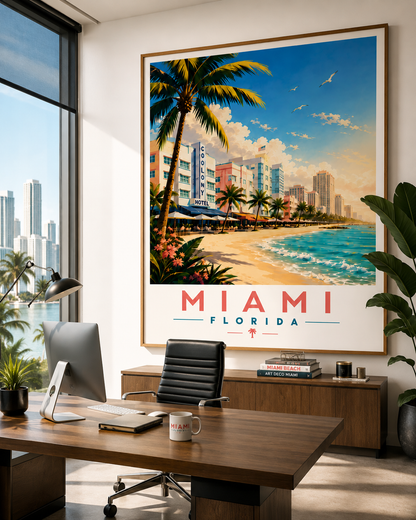 Iconic Miami Wall Decor | Vintage Florida Travel Art Download