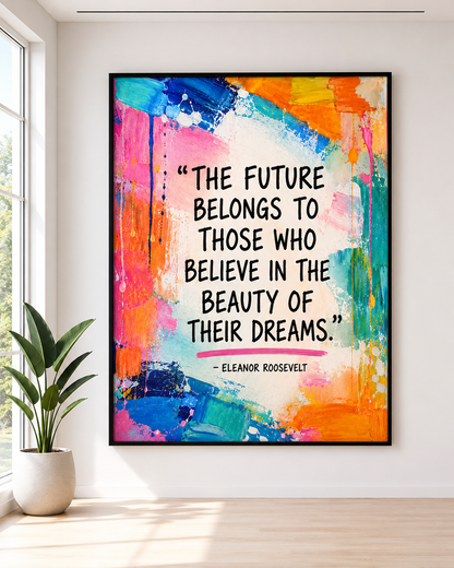 Motivational Quote Wall Art Bundle, Colorful Abstract Prints, Modern Dorm & Office Decor, Inspirational Poster Set