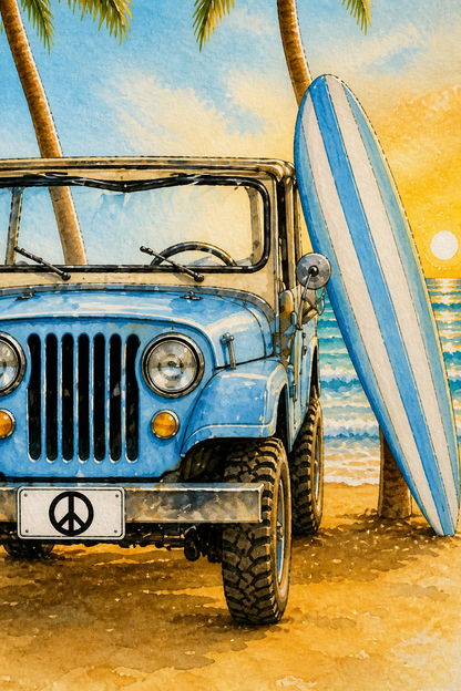 Coastal Jeep Beach Wall Art Printable SET OF 4 | Travel-Inspired Ocean Decor | 2:3 Instant Download