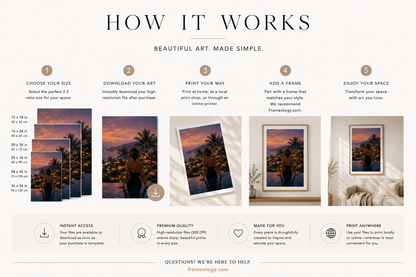 Luxury Poolside Wall Art Print – Tropical Sunset Coastal Printable Art