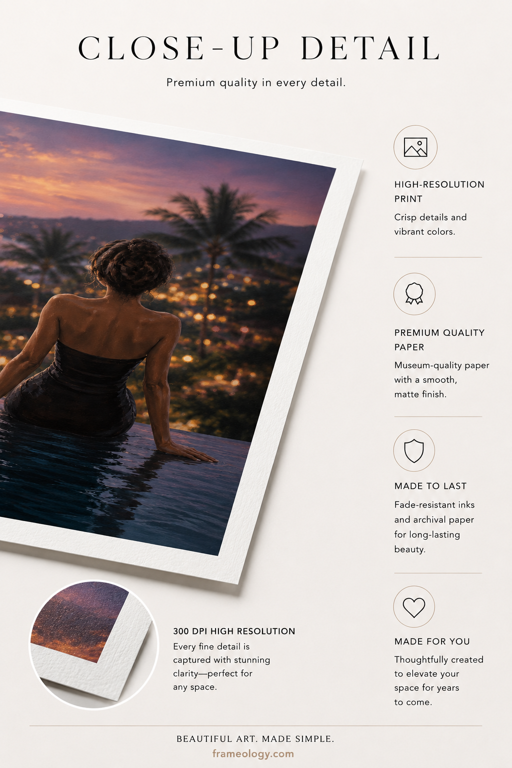 Luxury Poolside Wall Art Print – Tropical Sunset Coastal Printable Art