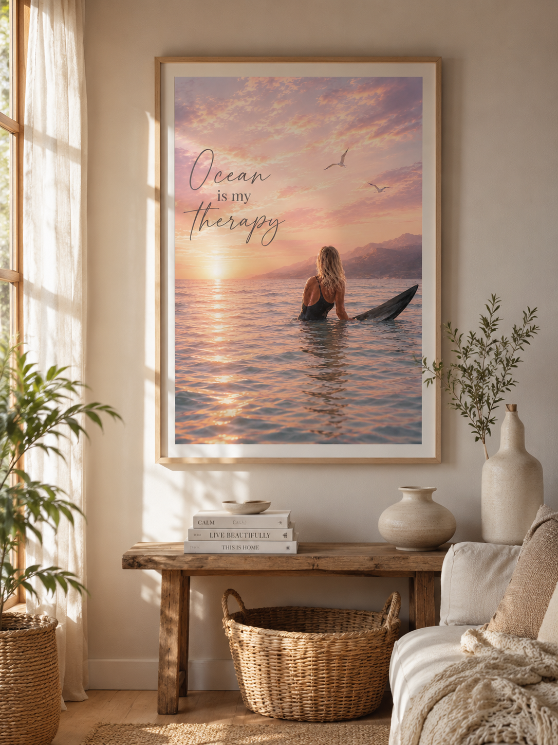 Ocean Is My Therapy Coastal Wall Art Print | Printable Beach Sunset Decor