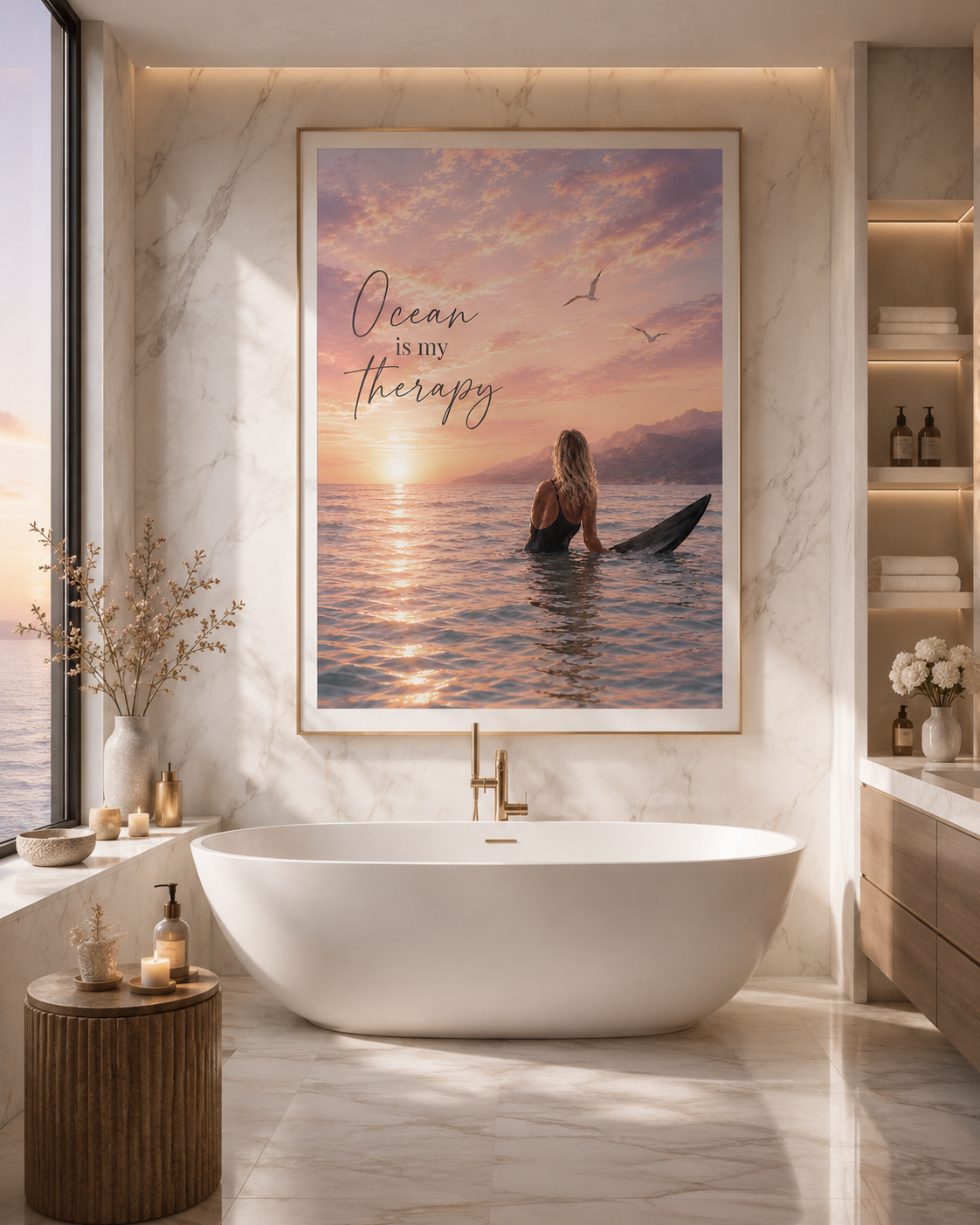 Ocean Is My Therapy Coastal Wall Art Print | Printable Beach Sunset Decor