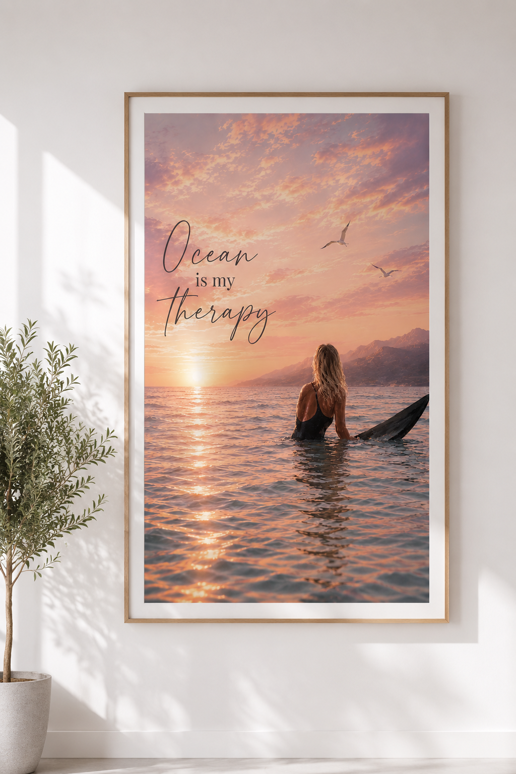 Ocean Is My Therapy Coastal Wall Art Print | Printable Beach Sunset Decor