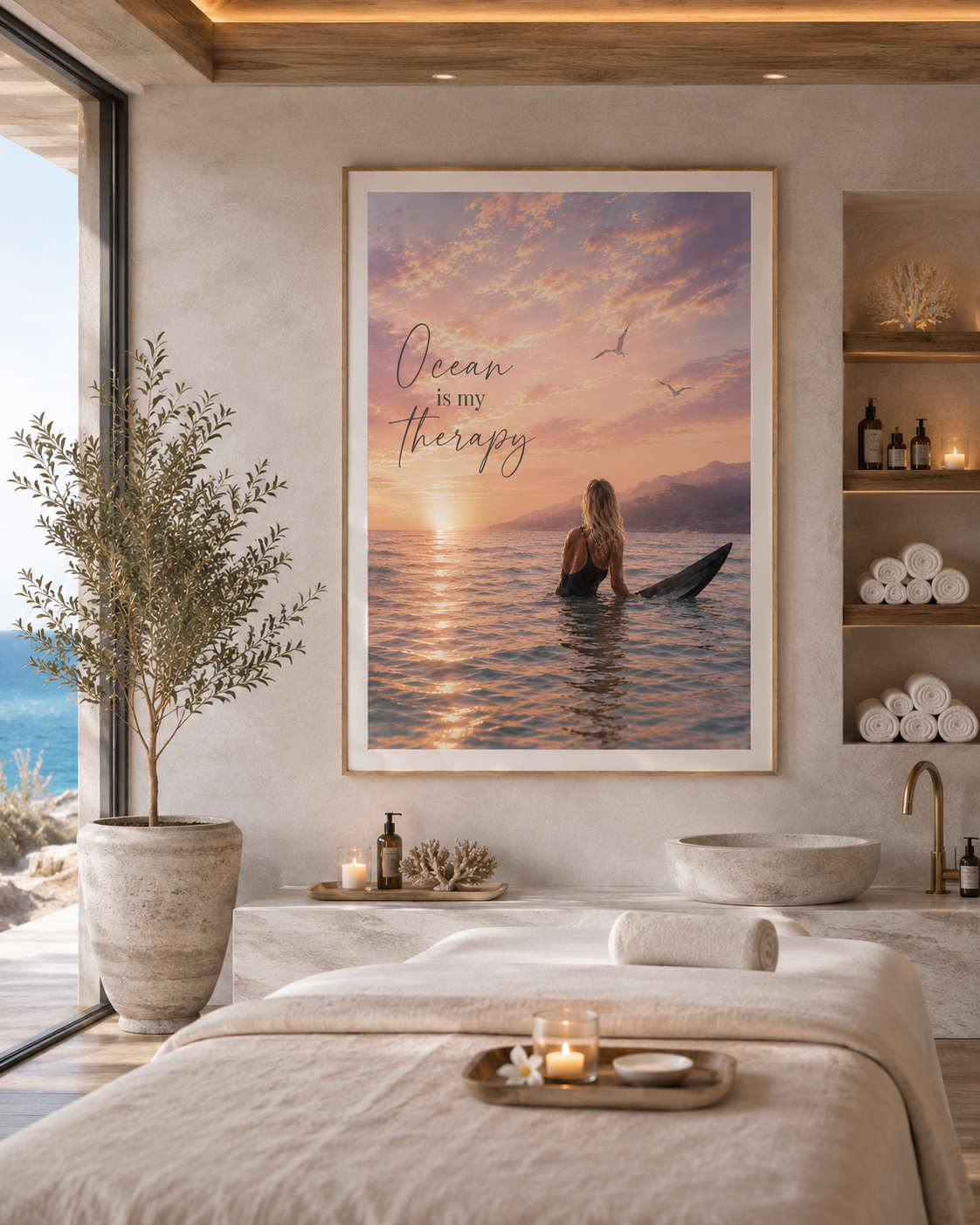 Ocean Is My Therapy Coastal Wall Art Print | Printable Beach Sunset Decor