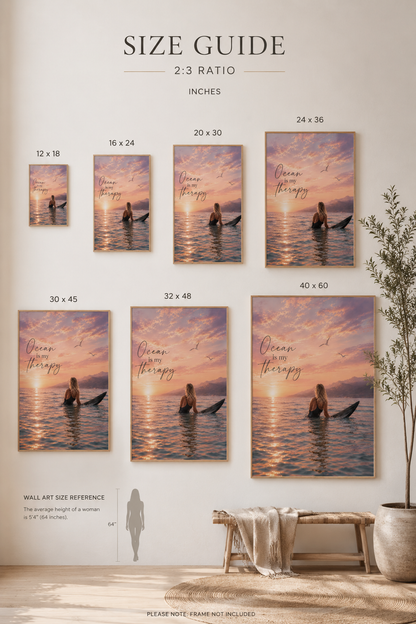 Ocean Is My Therapy Coastal Wall Art Print | Printable Beach Sunset Decor