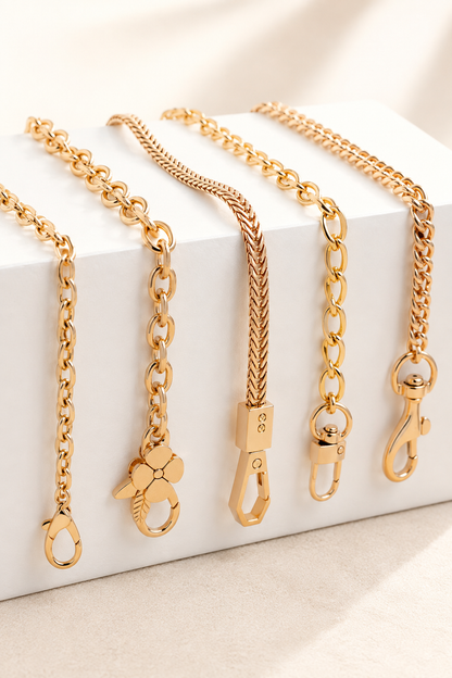 Purse Chain, Flat Bag Chain with Metal Buckles, Chain Purse Strap for DIY Purse, Wallet, Handbag, Shoulder Bag, Crossbody Bag