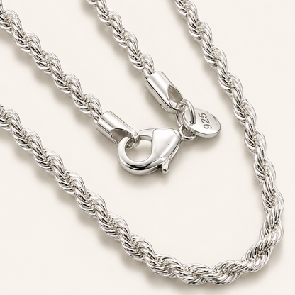 925 Sterling Silver Rope Chain Necklace | 4mm Classic Chain for Women & Men | Everyday Jewelry Gift