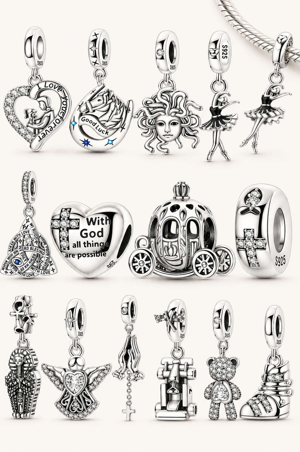 Sterling Silver Bear Family Tree Charm | 925 Charm Bead for Pandora Style Bracelets | Nature Jewelry Gift for Mom, Daughter & Women