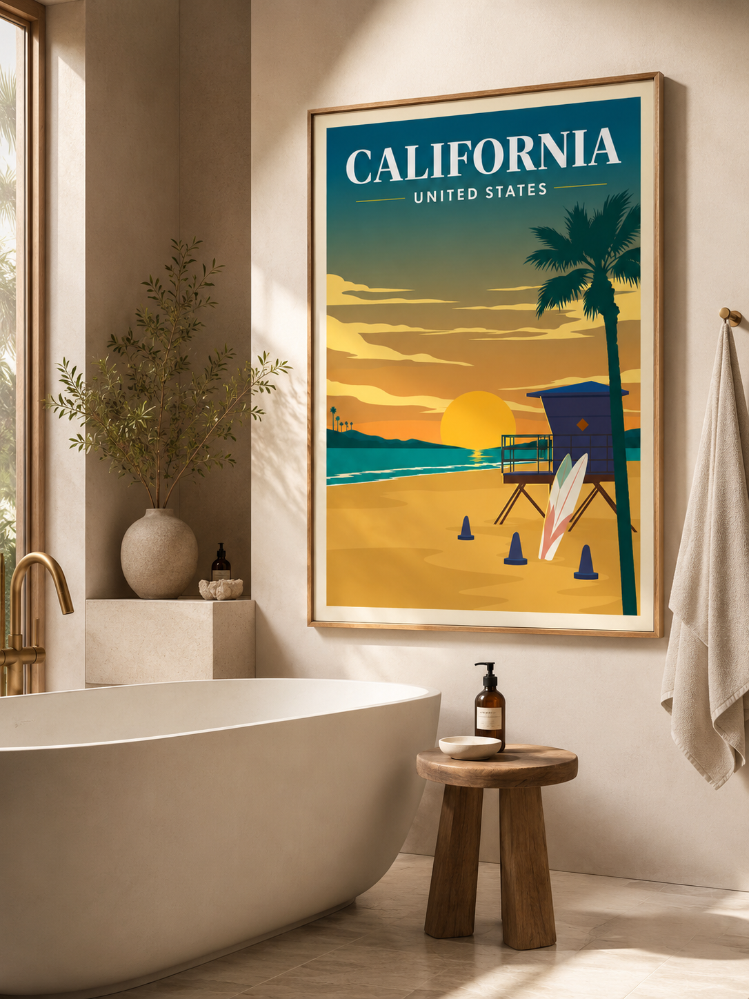 California USA Travel Poster Printable California Dreaming Los Angeles San Francisco San Diego