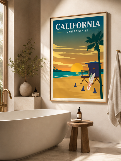 California USA Travel Poster Printable California Dreaming Los Angeles San Francisco San Diego