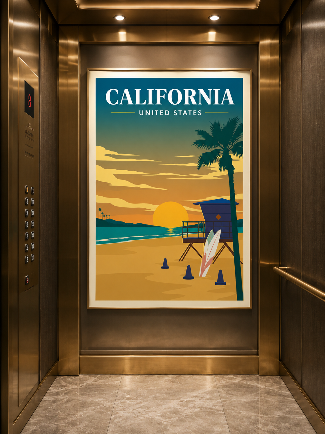 California USA Travel Poster Printable California Dreaming Los Angeles San Francisco San Diego