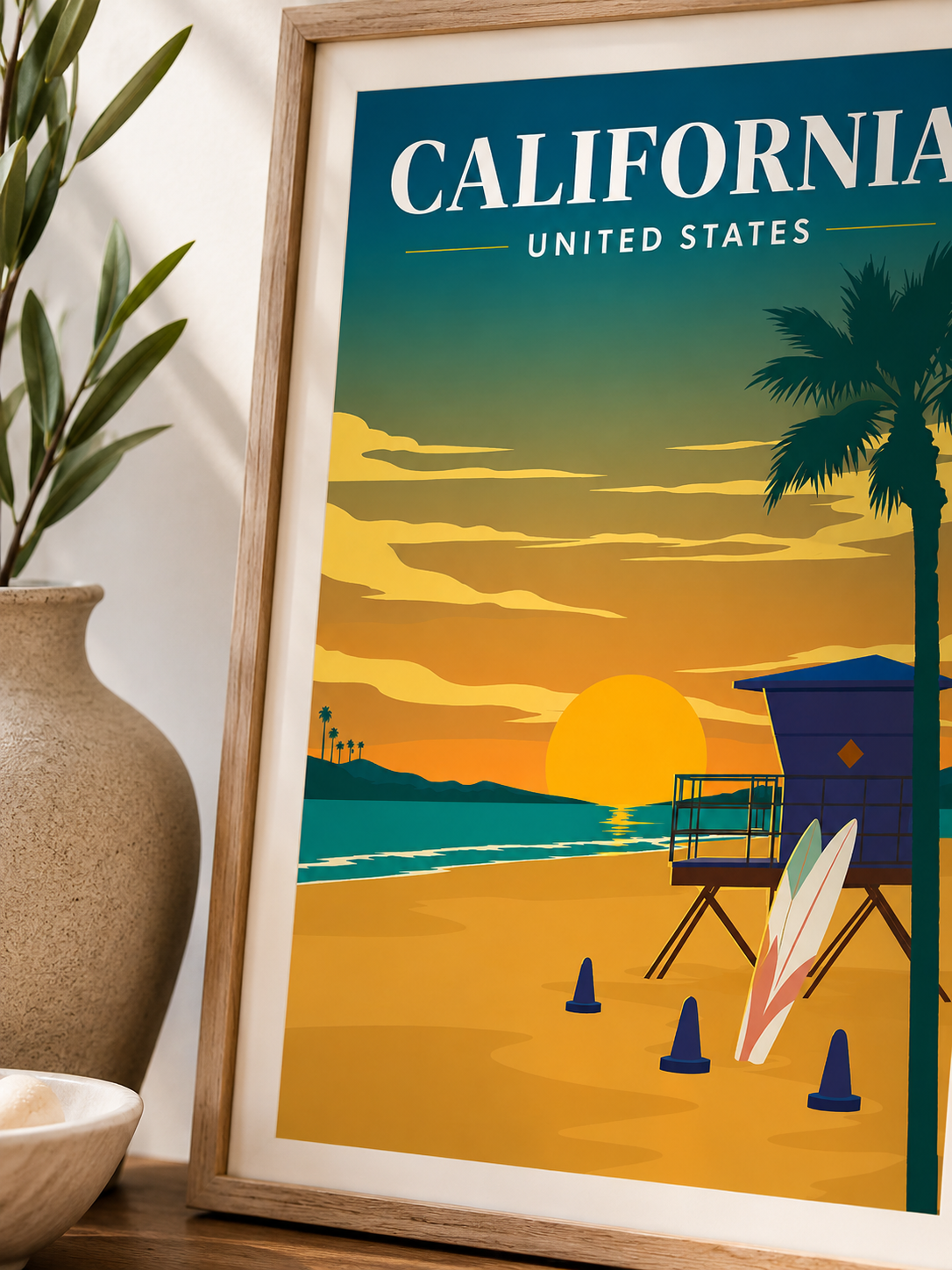 California USA Travel Poster Printable California Dreaming Los Angeles San Francisco San Diego