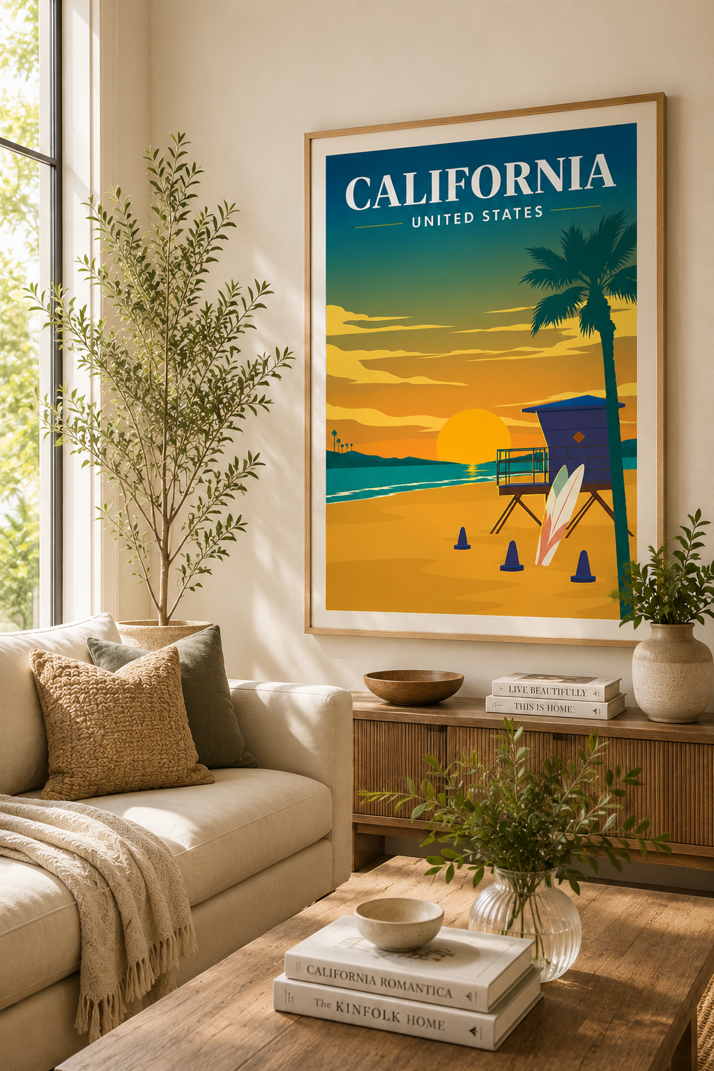 California USA Travel Poster Printable California Dreaming Los Angeles San Francisco San Diego