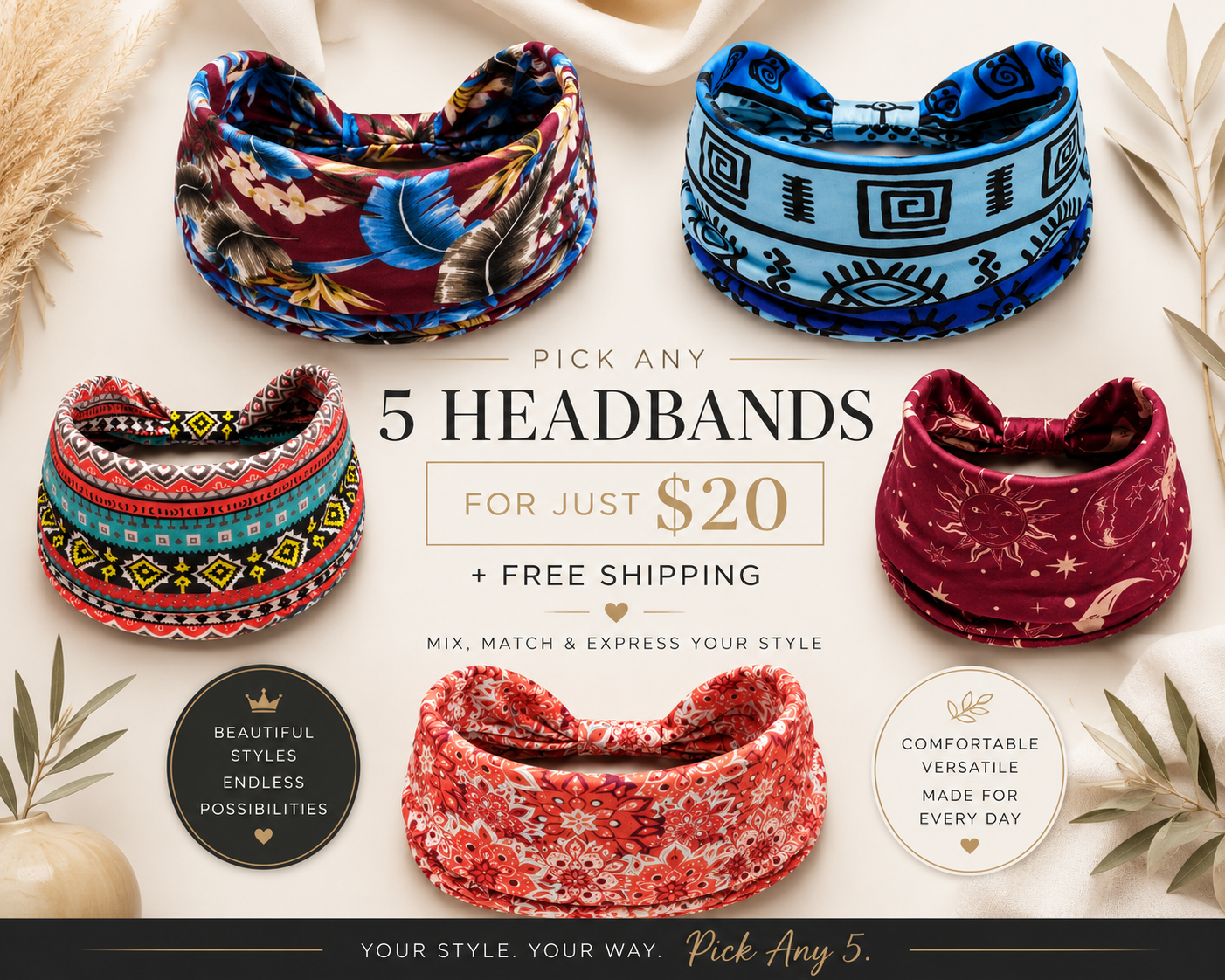 Pick Any 5 Headbands for $20
