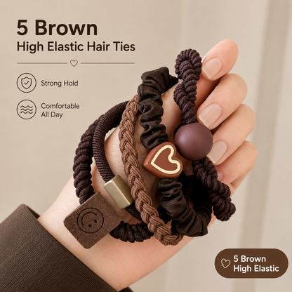 Neutral Boho Hair Ties for Women | Soft Stretch Hair Bands & Wrist Accessories | 10-Piece Everyday Collection