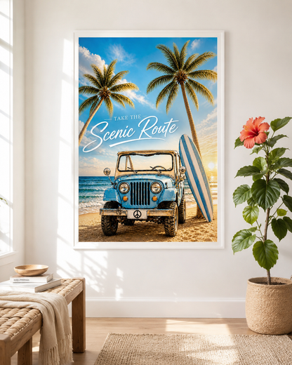 Coastal Jeep Beach Wall Art Printable SET OF 4 | Travel-Inspired Ocean Decor | 2:3 Instant Download