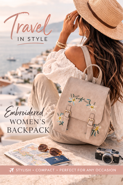 Boho Embroidered Women’s Backpack – Stylish Mini Travel Bag for Everyday Adventures