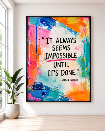 Motivational Quote Wall Art Bundle, Colorful Abstract Prints, Modern Dorm & Office Decor, Inspirational Poster Set